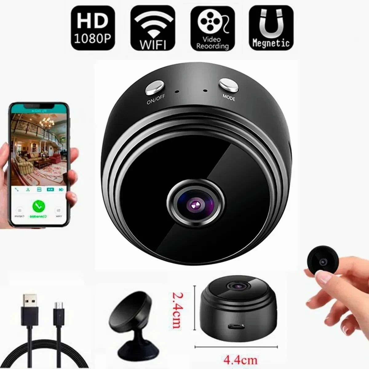 🎥 Mini Cámara Espía Full HD 1080p con WiFi y Visión Nocturna 🕵️♂️
